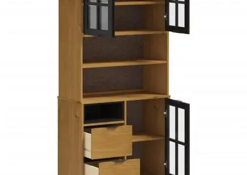 Dulap cu uși din sticlă „FLAM”, 80x40x180 cm, lemn masiv de pin - 4/5