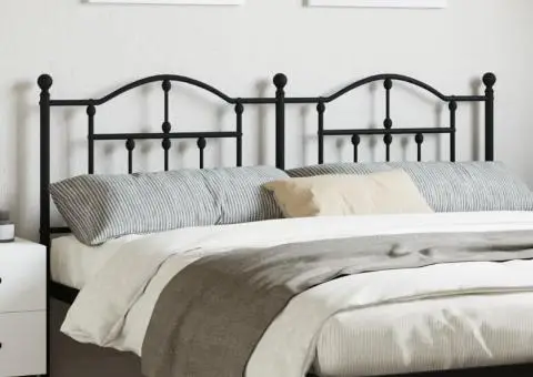 Tăblie de pat metalică, negru, 160 cm - 1/5