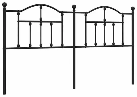 Tăblie de pat metalică, negru, 160 cm - 2/5