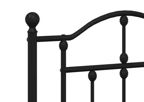 Tăblie de pat metalică, negru, 160 cm - 5/5