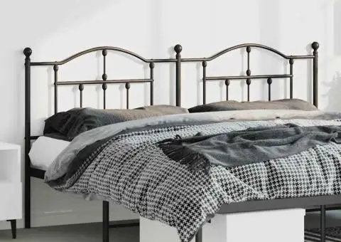 Tăblie de pat metalică, negru, 193 cm - 1/5