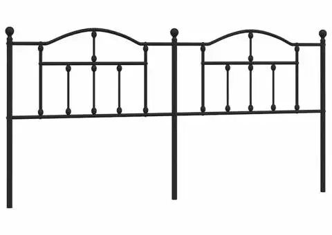 Tăblie de pat metalică, negru, 193 cm - 2/5