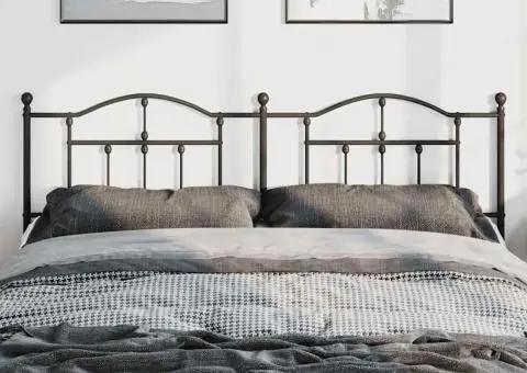 Tăblie de pat metalică, negru, 193 cm - 3/5