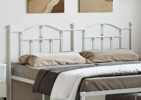 Tăblie de pat metalică, alb, 193 cm - 1/5