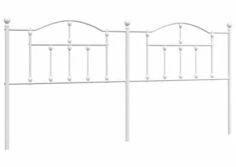 Tăblie de pat metalică, alb, 193 cm - 2/5