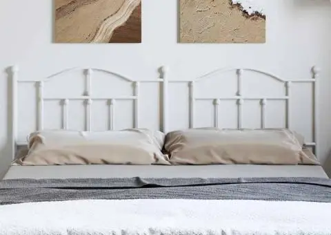 Tăblie de pat metalică, alb, 193 cm - 3/5