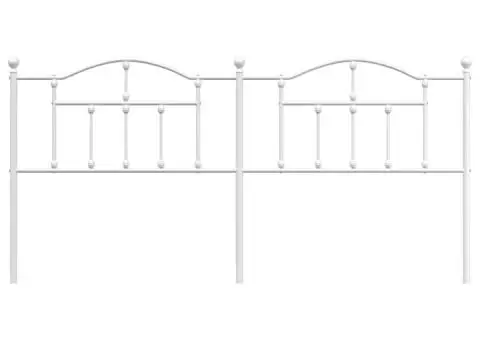 Tăblie de pat metalică, alb, 193 cm - 4/5
