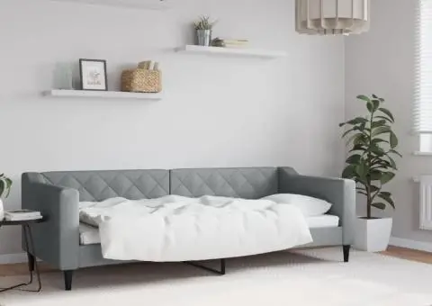 Cadru de pat, gri deschis, 80x200 cm, material textil - 1/5