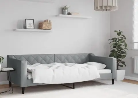 Pat de zi, gri deschis, 90x200 cm, material textil - 1/5