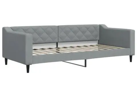 Pat de zi, gri deschis, 90x200 cm, material textil - 2/5