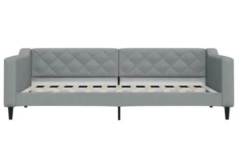 Pat de zi, gri deschis, 90x200 cm, material textil - 3/5