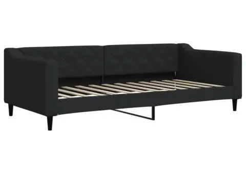 Pat de zi, negru, 90x200 cm, material textil - 2/5