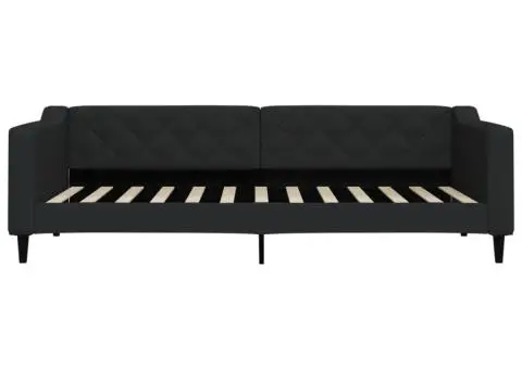 Pat de zi, negru, 90x200 cm, material textil - 3/5