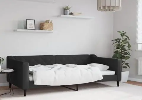 Cadru de pat, negru, 100 x 200 cm, material textil - 1/5