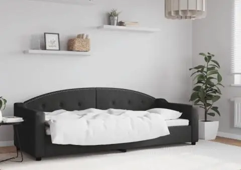 Pat de zi, negru, 80x200 cm, material textil - 1/5