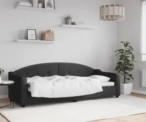 vidaXL Pat de zi, negru, 80x200 cm, material textil