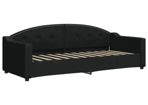 Pat de zi, negru, 80x200 cm, material textil - 2/5