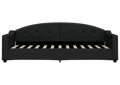 Pat de zi, negru, 80x200 cm, material textil - 3/5