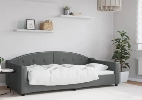 Cadru de pat, gri închis, 100 x 200 cm, material textil - 1/5