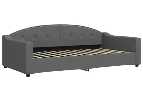 Cadru de pat, gri închis, 100 x 200 cm, material textil - 2/5