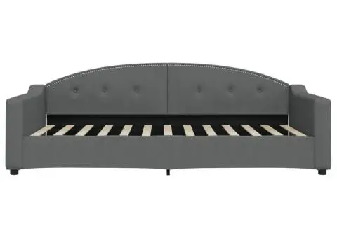 Cadru de pat, gri închis, 100 x 200 cm, material textil - 3/5