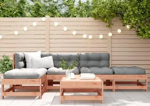 Set mobilier de grădină cu perne, 6 piese, lemn masiv Douglas - 1/5