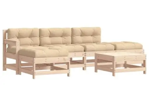 Set mobilier relaxare de grădină & perne 6 piese lemn masiv pin - 2/5