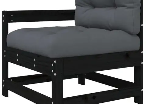 Set mobilier grădină cu perne, 6 piese, negru, lemn masiv - 5/5