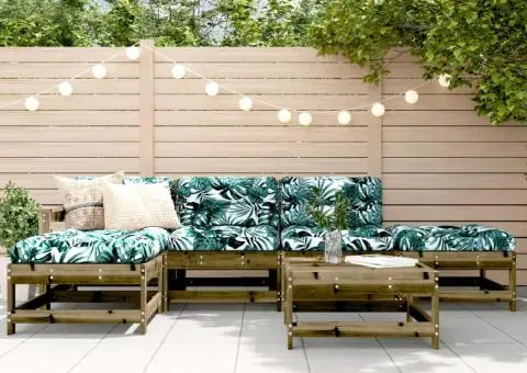 Set mobilier de grădină cu perne, 6 piese, lemn de pin tratat - 1/5