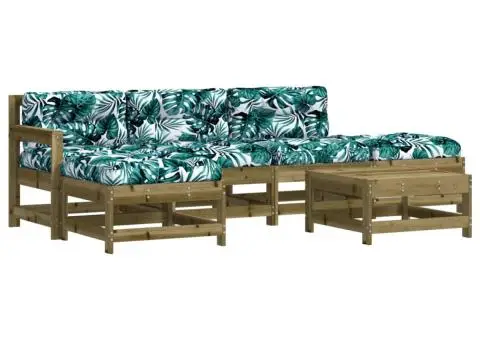 Set mobilier de grădină cu perne, 6 piese, lemn de pin tratat - 2/5