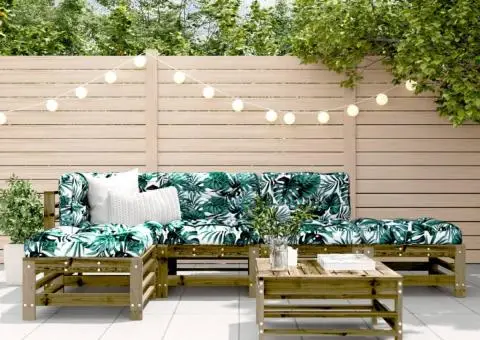 Set mobilier de grădină cu perne, 6 piese, lemn de pin tratat - 1/5