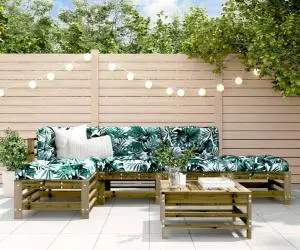 vidaXL Set mobilier de grădină cu perne, 6 piese, lemn de pin tratat