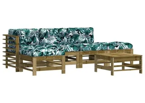 Set mobilier de grădină cu perne, 6 piese, lemn de pin tratat - 2/5