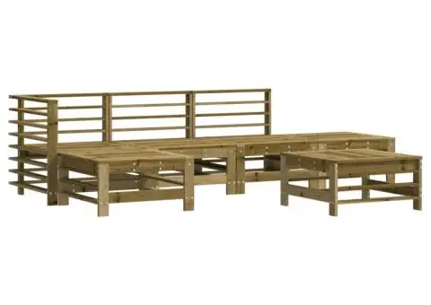 Set mobilier de grădină cu perne, 6 piese, lemn de pin tratat - 3/5