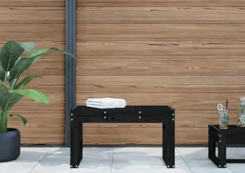 Bancă de grădină, negru, 80x38x45 cm, lemn masiv de pin - 1/5