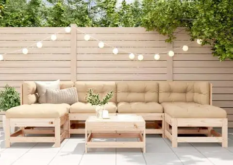 Set mobilier de grădină cu perne, 7 piese, lemn masiv - 1/5