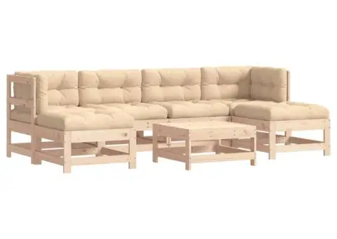 Set mobilier de grădină cu perne, 7 piese, lemn masiv - 2/5