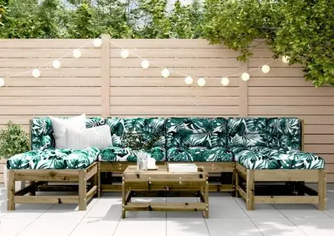 Set mobilier de grădină cu perne, 7 piese, lemn de pin tratat - 1/5