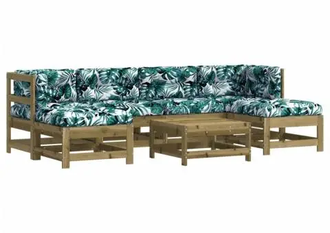 Set mobilier de grădină cu perne, 7 piese, lemn de pin tratat - 2/5