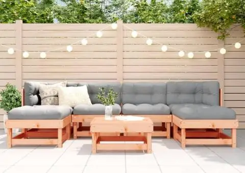 Set mobilier de grădină cu perne, 7 piese, lemn masiv douglas - 1/5