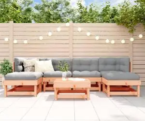 vidaXL Set mobilier de grădină cu perne, 7 piese, lemn masiv douglas