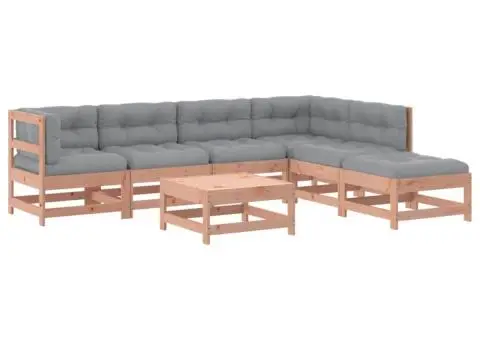 Set mobilier de grădină cu perne, 7 piese, lemn masiv douglas - 2/5