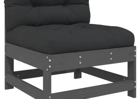 Set mobilier de grădină cu perne, 7 piese, gri, lemn masiv - 4/5