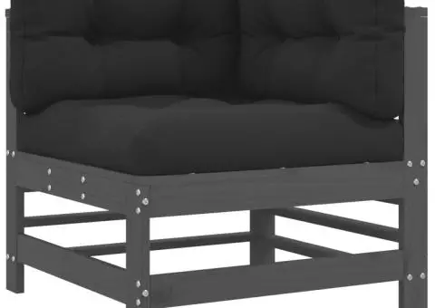 Set mobilier de grădină cu perne, 7 piese, gri, lemn masiv - 5/5