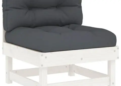 Set mobilier relaxare grădină&perne 6 piese alb lemn masiv pin - 4/5