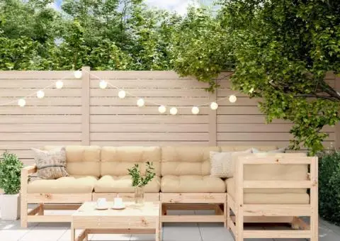 Set mobilier relaxare de grădină & perne 6 piese lemn masiv pin - 1/5