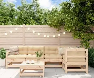 vidaXL Set mobilier relaxare de grădină & perne 6 piese lemn masiv pin