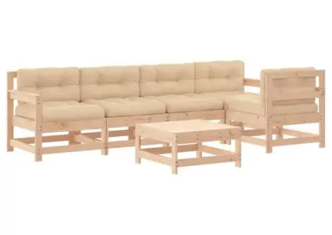 Set mobilier relaxare de grădină & perne 6 piese lemn masiv pin - 2/5