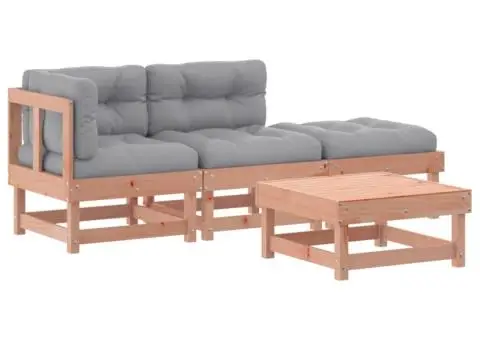 Set mobilier de grădină cu perne, 4 piese, lemn masiv douglas - 2/5