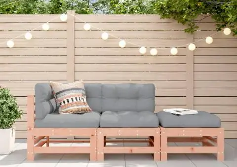 Set mobilier de grădină cu perne, 3 piese, lemn masiv douglas - 1/5